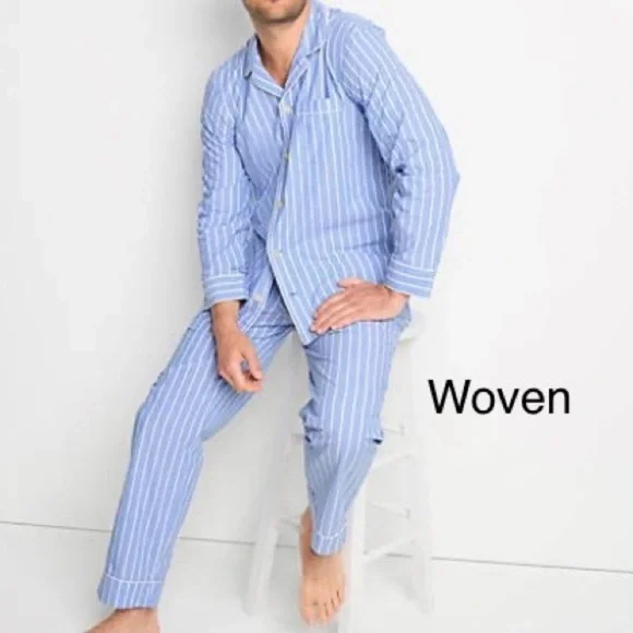 LANDSEND Men's Tall Long Sleeve Essential Pajama 2 Piece Set 100% Cotton - Picture 1 of 2